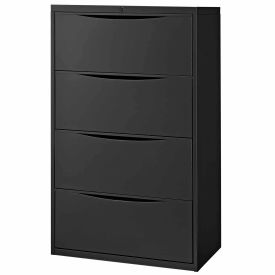 Global Industrial 252467BK Interion® Premium Lateral File Cabinet, 4 Drawers, 30"W x 18"D x 52"H, Black image.