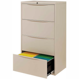 Global Industrial 252467PY Interion® 30" Premium Lateral File Cabinet 4 Drawer Putty image.