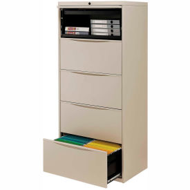 Global Industrial 252468PY Interion® 30" Premium Lateral File Cabinet 5 Drawer Putty image.