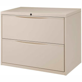 Global Industrial 252469PY Interion® 36" Premium Lateral File Cabinet 2 Drawer Putty image.