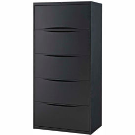 Global Industrial 252468BK Interion® Premium Lateral File Cabinet, 5 Drawers, 30"W x 18"D x 64-1/2"H, Black image.