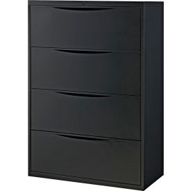 Global Industrial 252470BK Interion® 36" 4-Drawer Premium Lateral File Cabinet, Black image.