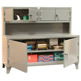 Strong Hold Products 65-UC-301 StrongHold® Workstation, 2 Cabinet Riser, Upper Compartments, 72"W x 30"D, Gray image.