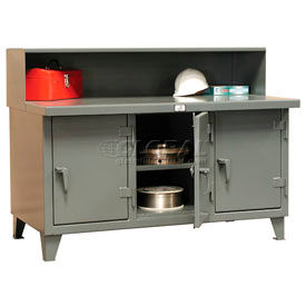 Strong Hold Products 52.10-3MS-303-RS StrongHold® Multi Shift Cabinet Workbench, 60"W x 30"D, Gray image.
