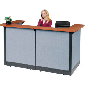 Global Industrial 249008NCB Interion® U-Shaped Reception Station With Raceway, 88"W x 44"D x 46"H, Cherry Counter image.