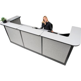 Global Industrial 249010NGG Interion® U-Shaped Reception Station w/Raceway 124"W x 44"D x 46"H Gray Counter Gray Panel image.