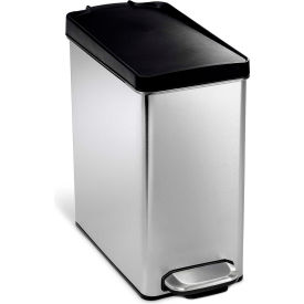 Simplehuman CW1180 simplehuman® Profile Step Can with Plastic Lid - 2-3/5 Gallon Brushed SS image.