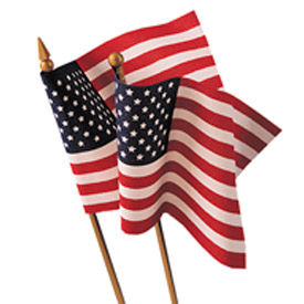Annin & Co 41290 8 in. X 12 in. Cotton Muslin U.S. Flag Mounted To  Wood Staff, Pack of 12 image.