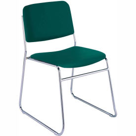 KFI Armless Stack Chair with Sled Base - Forest Vinyl