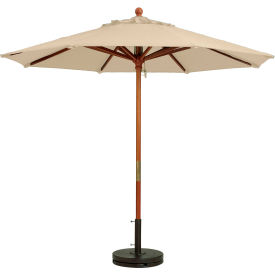 Grosfillex 98910331 Grosfillex® 9 Wooden Market Outdoor Umbrella, Khaki image.