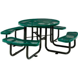 Global Industrial 277150GN Global Industrial™ 46" Round Picnic Table, Expanded Metal, Green image.