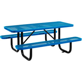 Global Industrial 277152BL Global Industrial™ 6 Rectangular Picnic Table, Expanded Metal, Blue image.