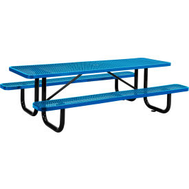Global Industrial 277153BL Global Industrial™ 8 Rectangular Picnic Table, Expanded Metal, Blue image.
