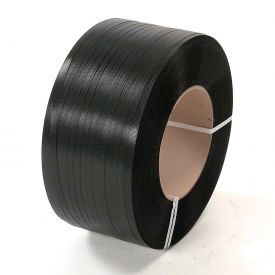 Global Industrial 422817 Global Industrial™ Polypropylene Strapping, 5/8"W x 5400L x 0.030" Thick, 16" x 6" Core, Black image.