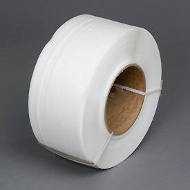 Global Industrial 422820 Global Industrial™ Machine Grade Strapping, 3/8"W x 12900L x 0.021" Thick, 9" x 8" Core, White image.