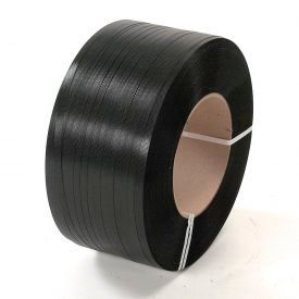 Global Industrial 422825 Global Industrial™ Polypropylene Strapping, 1/2"W x 6000L x 0.030" Thick, 9" x 8" Core, Black image.