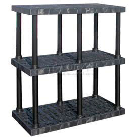 Spc Industrial Structural Plastics Corp. AST4824X3 Structural Plastic Adjustable Solid Shelving, 48"W x 24"D x 45"H, Black image.