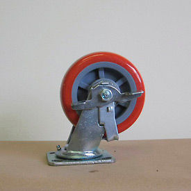 Little Giant 8229-SR-BK 8" Polyurethane Swivel Caster with Brake 8229-SR-BK for Little Giant® Carts image.