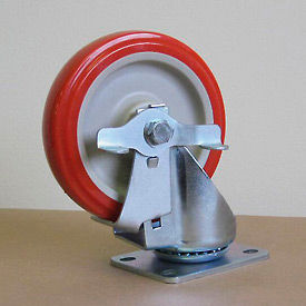 Little Giant 5125PPY-S-BRK 5" Polyurethane Swivel Caster with Brake 5125PPY-S-BRK for Little Giant® Carts image.