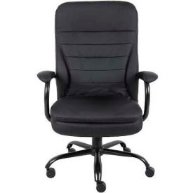 Global Industrial 277374 Interion® Big & Tall Executive Chair With High Back & Fixed Arms, Synthetic Leather, Black image.