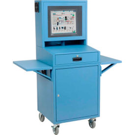 Global Industrial 239115CBL Global Industrial™ Mobile LCD Computer Cabinet, Complete Bundle, Blue image.