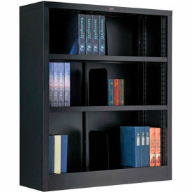 Global Industrial 277440BK Interion® All Steel Bookcase 36" W x 12" D x 42" H Black 3 Openings  image.