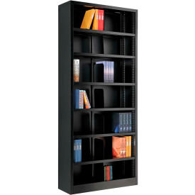 Global Industrial 277442BK Interion® All Steel Bookcase 36" W x 12" D x 84" H Black 7 Openings image.