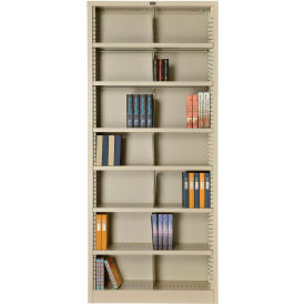 Global Industrial 277442PY Interion® All Steel Bookcase 36" W x 12" D x 84" H Putty 7 Openings image.