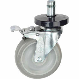 Global Industrial 241346D Nexel® Stainless Steel Stem Casters - Set (4) 5" Polyurethane, (2) with Brakes 1200 Lb. Cap. image.