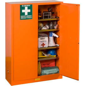 JUSTRITE SAFETY GROUP 860002 Justrite® Emergency Preparedness Cabinet W/PowerPort, 65"Wx43"Dx18"H, Orange, Assembled image.