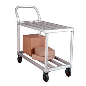 New Age Industrial Corp. 95661 New Age Tubular Deck Aluminum Stock Cart, 700 lb. Capacity, 46"L x 19"W x 42"H, Silver image.