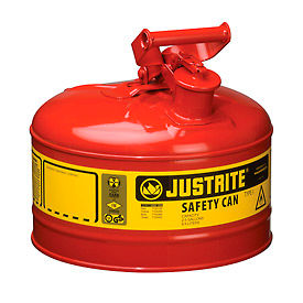 Justrite Safety Group 7125100 Safety Can Type I - 2-1/2 Gallon Galvanized Steel, Red, 7125100 image.