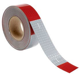 Top Tape And  Label Inc. V57203 Conspicuity Reflective Tape, 11"/7" Pattern, 13 mil Vinyl, Red/White, DOT-C2, 150L x 2"W, 1 Roll image.