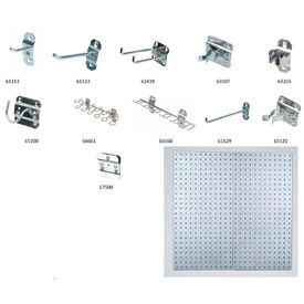 Stainless Steel LocBoard 18"x36" (2 Pack), (32 Pc) LocHook & (3Pc) Bin Assortment view 2