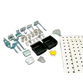 18"W x 36"H Square Hole Pegboards with 30 pc. LocHook Assortment & Hanging Bin System view 2