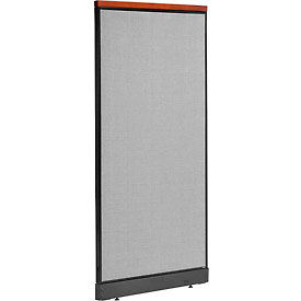 Global Industrial 277548NGY Interion® Deluxe Non-Electric Office Partition Panel with Raceway, 36-1/4"W x 77-1/2"H, Gray image.