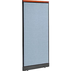 Global Industrial 277551PBL Interion® Deluxe Office Partition Panel with Pass Thru Cable, 36-1/4"W x 77-1/2"H, Blue image.