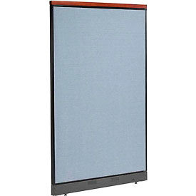 Global Industrial 277557NBL Interion® Deluxe Non-Electric Office Partition Panel with Raceway, 48-1/4"W x 77-1/2"H, Blue image.