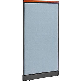 Global Industrial 277547NBL Interion® Deluxe Non-Electric Office Partition Panel with Raceway, 36-1/4"W x 65-1/2"H, Blue image.