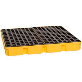 Justrite Safety Group 1635 Eagle 1635 4 Drum Modular Spill Platform Unit - Yellow with No Drain image.