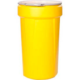 Justrite Safety Group 1655M Eagle 55 Gal. Yellow Plastic Open-Head Tapered Lab Pack Drum 1655M - Metal Lever-Lock Ring image.