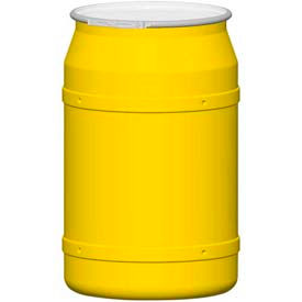 Eagle 55 Gal. Yellow Plastic Open-Head Straight Lab Pack Drum 1656M - Metal Lever Lock