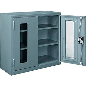 Global Industrial 270019GY Global Industrial™ Clear View Wall Storage Cabinet Assembled 30"W x 12"D x 30"H Gray image.