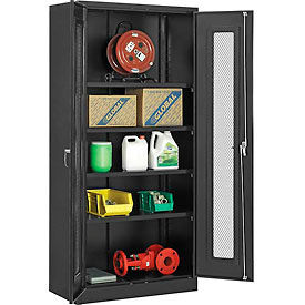 Global Industrial 270020BK Global Industrial™ Storage Cabinet With Expanded Metal Door Unassembled 36"W x 18"D x 78"H BLK image.