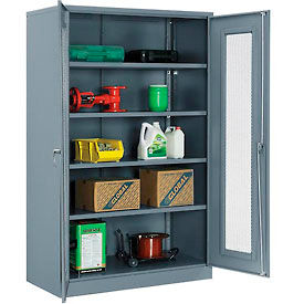 Global Industrial 270022GY Global Industrial™ Storage Cabinet With Expanded Metal Door Unassembled 48"W x 24"D x 78"H Gry image.
