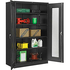 Global Industrial 270022BK Global Industrial™ Storage Cabinet With Expanded Metal Door Unassembled 48"W x 24"D x 78"H BLK image.