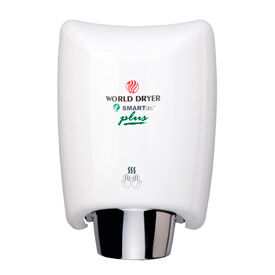 World Dryer Corporation K-974P2 World Dryer SMARTdri Plus Automatic Hand Dryer With HEPA Filter, White Aluminum, 120V image.