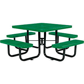 Global Industrial 694551GN Global Industrial™ 46" Square Picnic Table, Perforated Metal, Green image.
