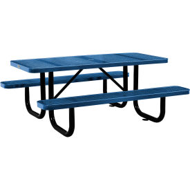Global Industrial 694553BL Global Industrial™ 6 Rectangular Picnic Table, Perforated Metal, Blue image.