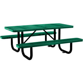 Global Industrial 694553GN Global Industrial™ 6 Rectangular Picnic Table, Perforated Metal, Green image.